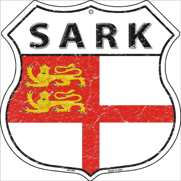 Sark Flag Highway Shield Metal Sign