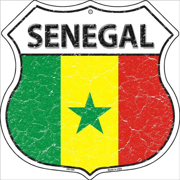 Senegal Flag Highway Shield Metal Sign