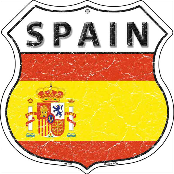 Spain Flag Highway Shield Metal Sign