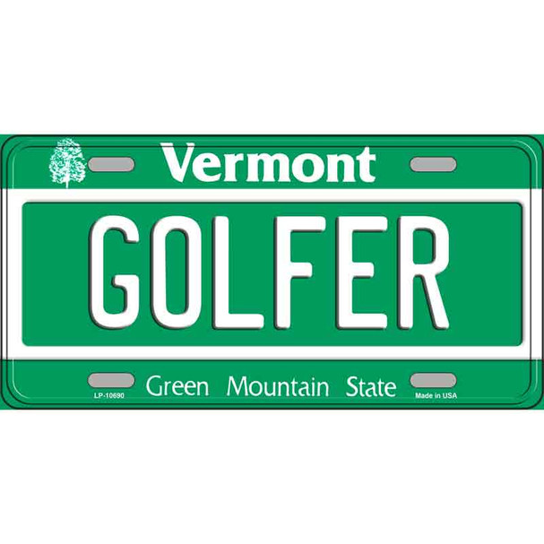 Golfer Vermont Metal Novelty License Plate