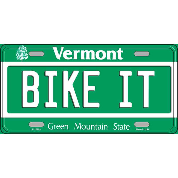 Bike It Vermont Metal Novelty License Plate