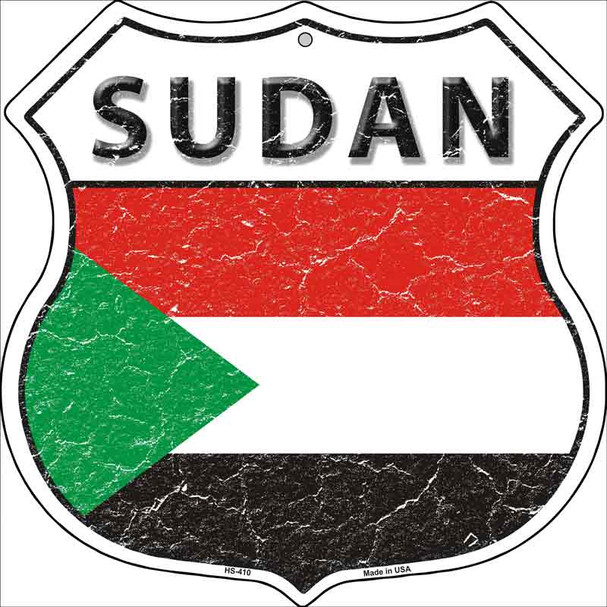 Sudan Flag Highway Shield Metal Sign