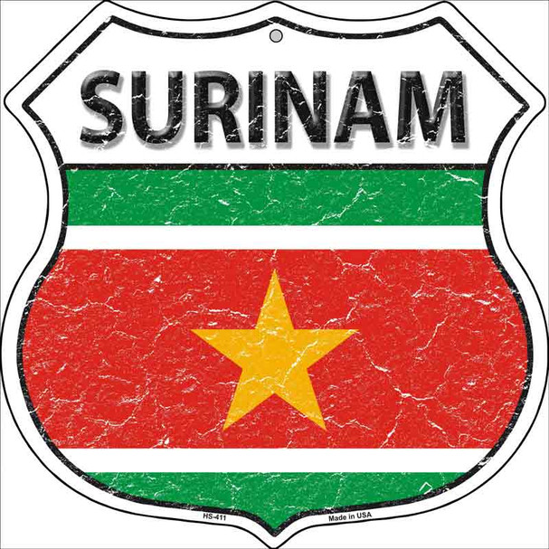 Surinam Flag Highway Shield Metal Sign