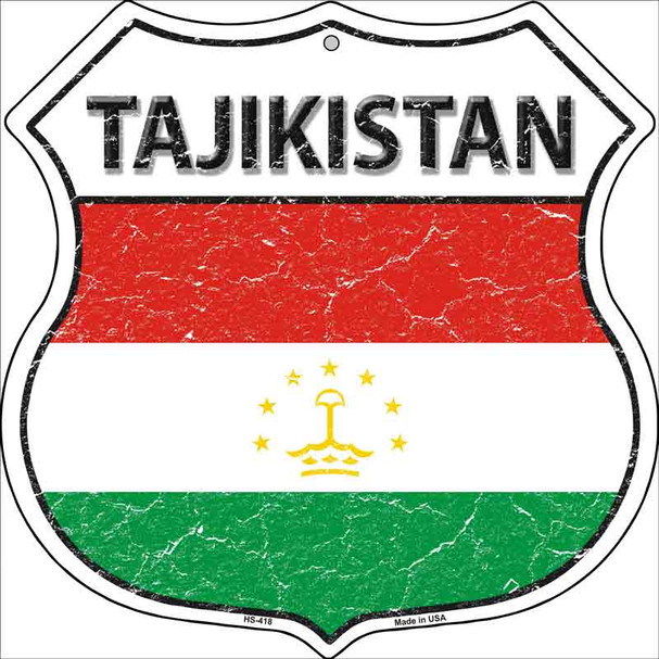 Tajikistan Flag Highway Shield Metal Sign