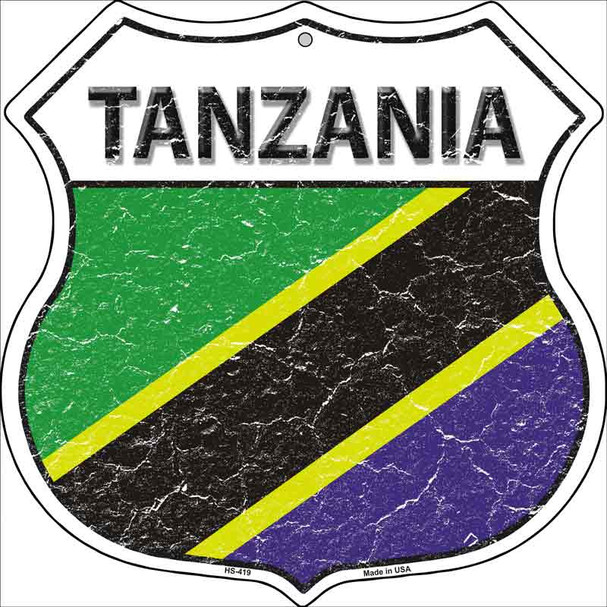 Tanzania Flag Highway Shield Metal Sign