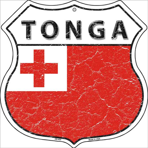 Tonga Flag Highway Shield Metal Sign