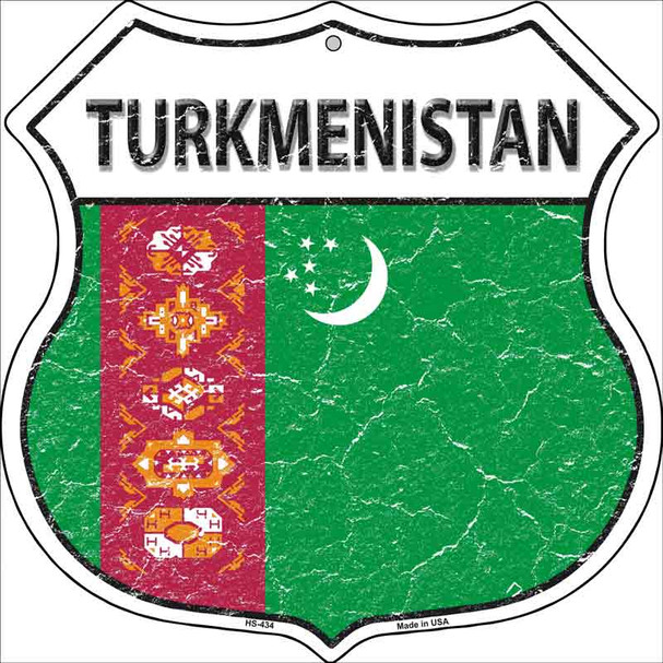 Turkmenistan Flag Highway Shield Metal Sign