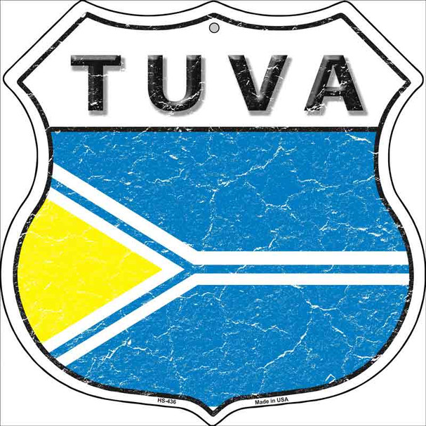 Tuva Flag Highway Shield Metal Sign