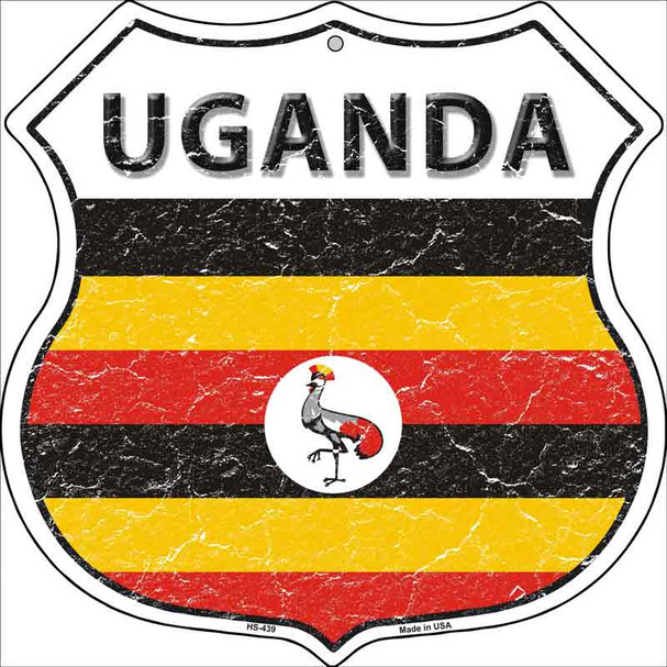 Uganda Flag Highway Shield Metal Sign