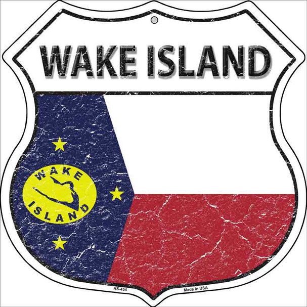 Wake Island Flag Highway Shield Metal Sign