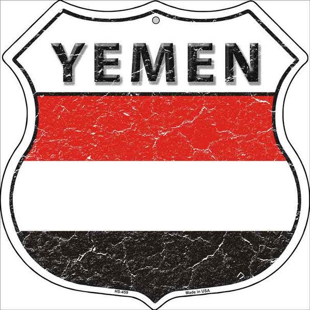 Yemen Flag Highway Shield Metal Sign