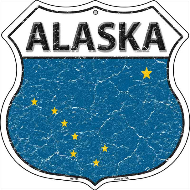 Alaska State Flag Highway Shield Metal Sign