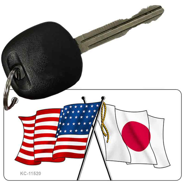 Japan Crossed US Flag Novelty Metal Key Chain KC-11520