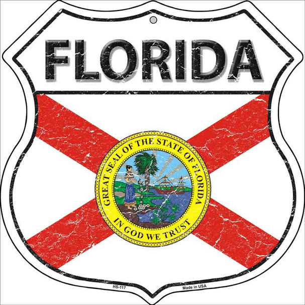 Florida State Flag Highway Shield Metal Sign