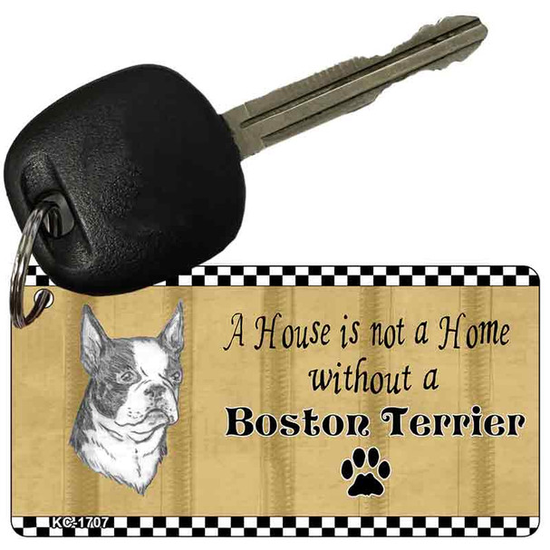 Boston Terrier Pencil Sketch Novelty Metal Key Chain KC-1707
