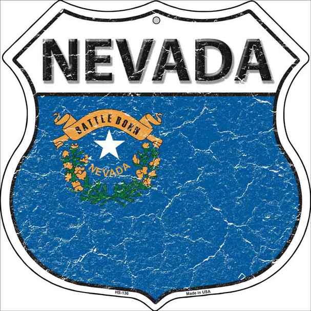 Nevada State Flag Highway Shield Metal Sign