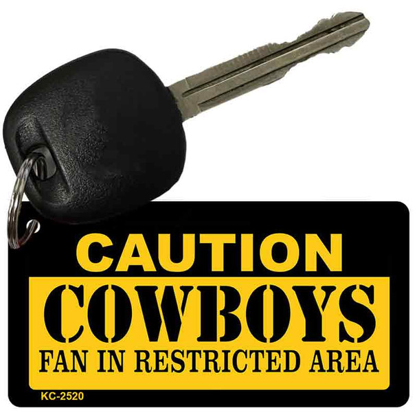 Caution Cowboys Fan Area Novelty Metal Key Chain KC-2520