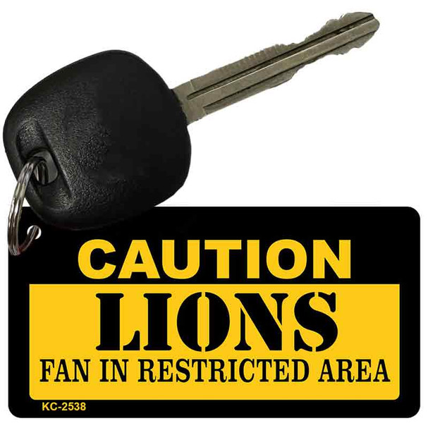 Caution Lions Fan Area Novelty Metal Key Chain KC-2538