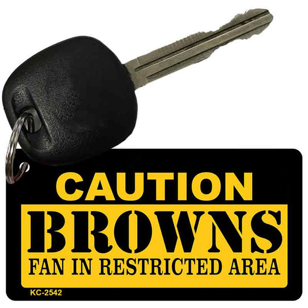 Caution Browns Fan Area Novelty Metal Key Chain KC-2542