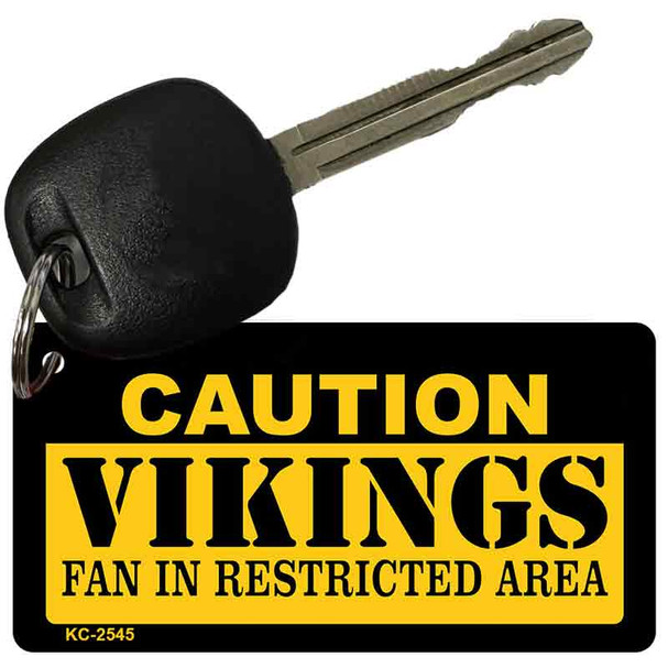 Caution Vikings Fan Area Novelty Metal Key Chain KC-2545