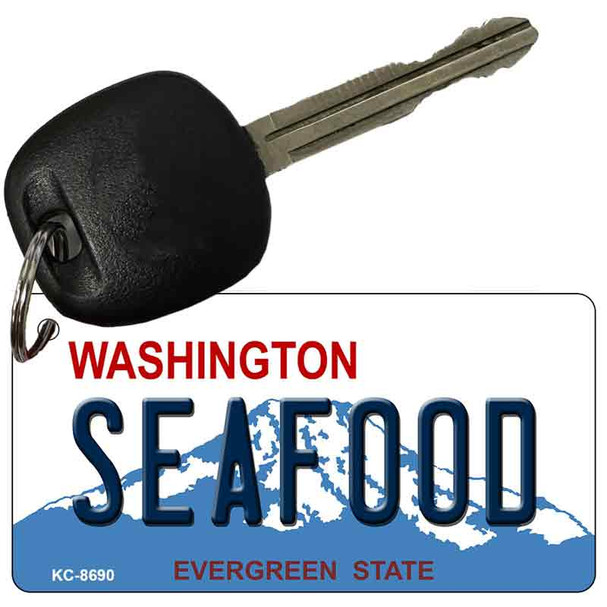 Seafood Washington State License Plate Novelty Metal Key Chain KC-8690