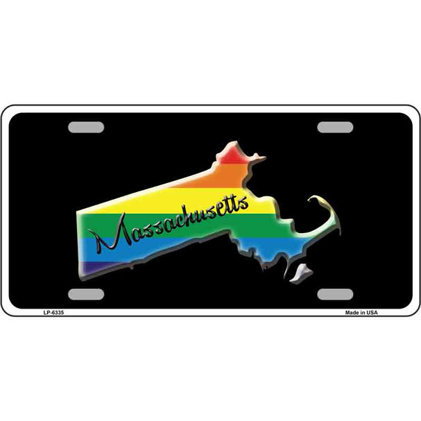 Massachusetts Rainbow Metal Novelty License Plate