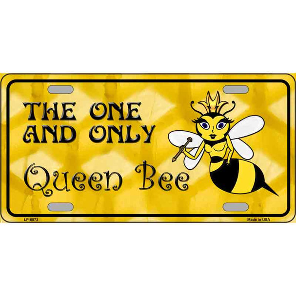 Queen Bee Yellow Metal Novelty License Plate