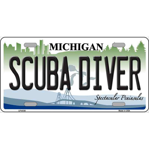 Scuba Diver Michigan Metal Novelty License Plate