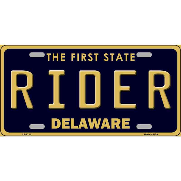 Rider Delaware Novelty Metal License Plate