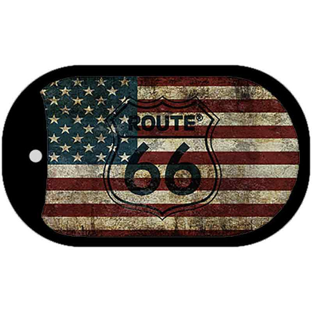 Route 66 American Flag Novelty Metal Dog Tag Necklace DT-7858