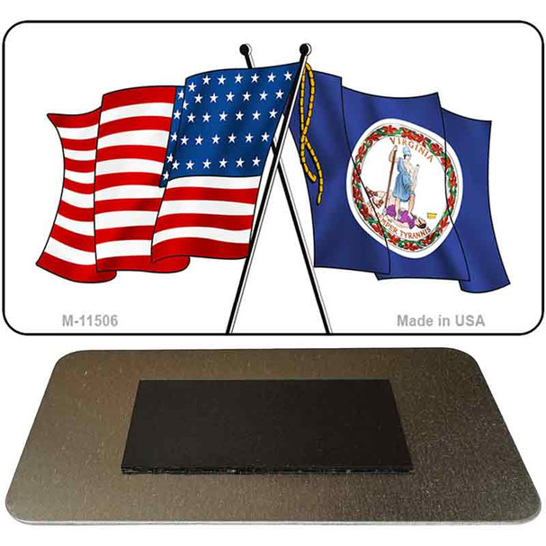 Virginia Crossed US Flag Novelty Metal Magnet M-11506