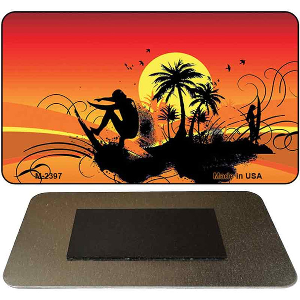 Sunset Surfer Novelty Metal Magnet M-2397