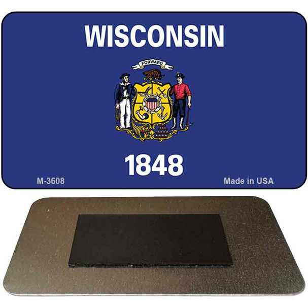 Wisconsin State Flag Novelty Metal Magnet M-3608