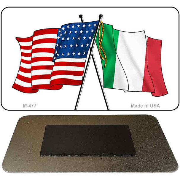 USA Italy Cross Flags Novelty Metal Magnet M-477