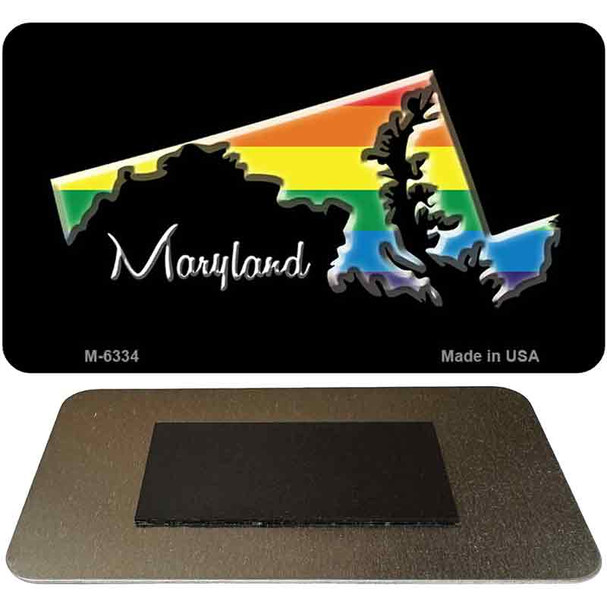 Maryland State Outline Rainbow Novelty Metal Magnet M-6334