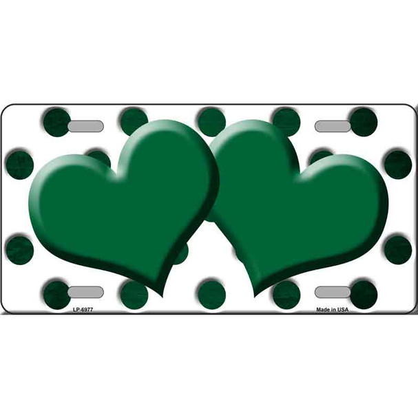 Green White Dots Hearts Oil Rubbed Metal Novelty License Plate