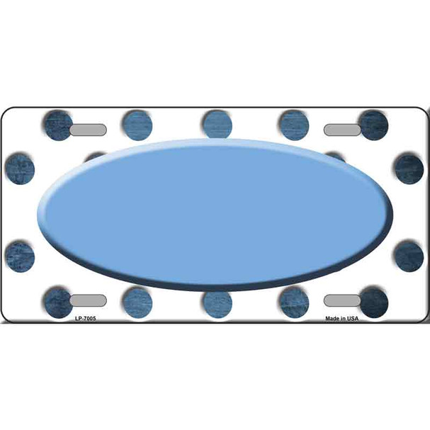 Light Blue White Dots Oval Oil Rubbed Metal Novelty License Plate