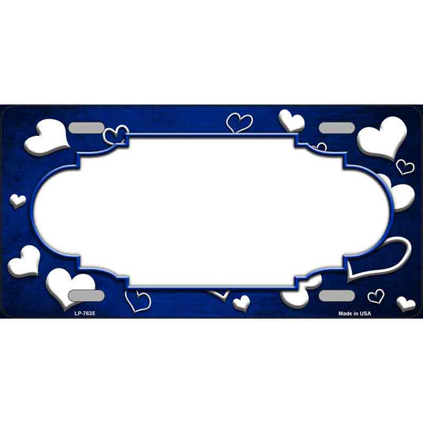 Blue White Love Print Scallop Oil Rubbed Metal Novelty License Plate