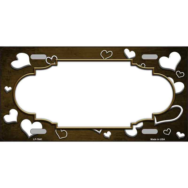 Brown White Love Scallop Oil Rubbed Metal Novelty License Plate