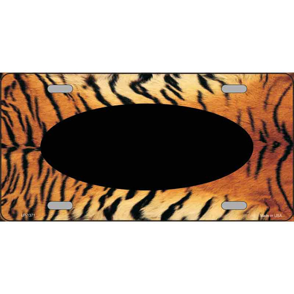 Tiger With Black Center Oval Metal Novelty License Plate