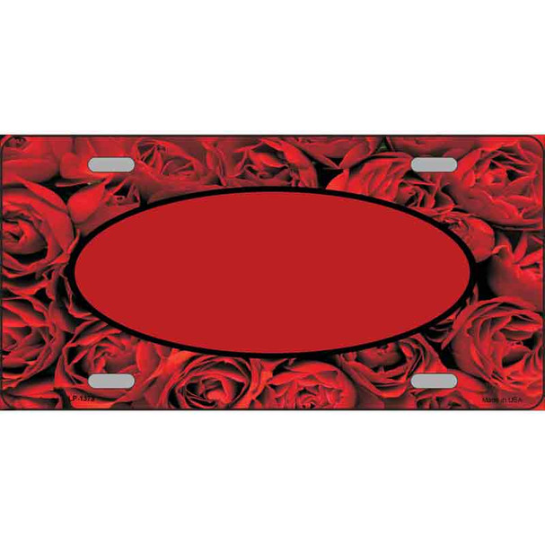 Red Roses With Red Center Oval Metal Novelty License Plate