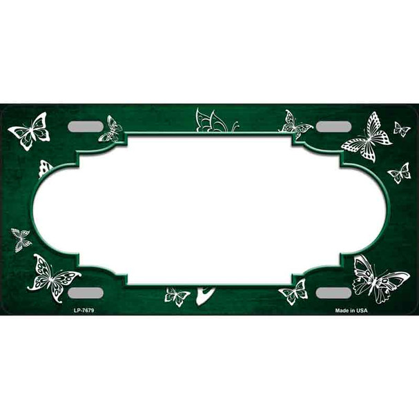 Green White Scallop Butterfly Oil Rubbed Metal Novelty License Plate