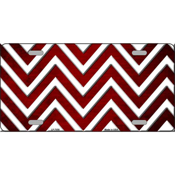 Red White Chevron Oil Rubbed Metal Novelty License Plate