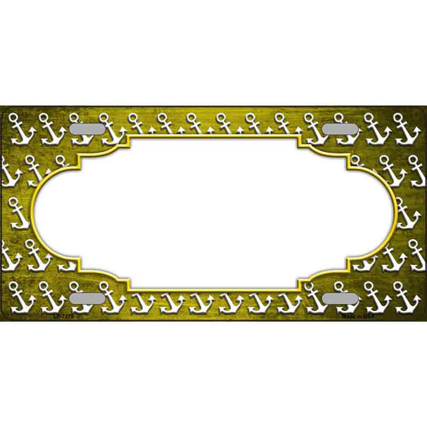 Yellow White Anchor Scallop Oil Rubbed Metal Novelty License Plate