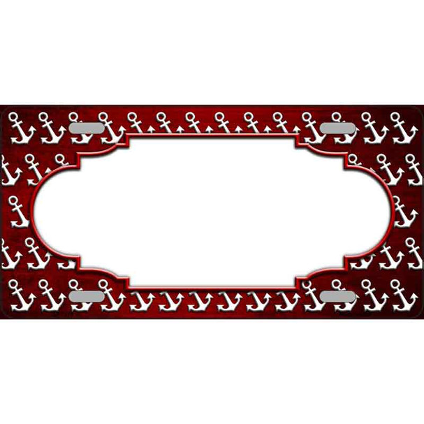 Red White Anchor Scallop Oil Rubbed Metal Novelty License Plate