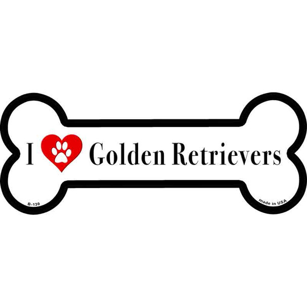 I Love Golden Retrievers Novelty Metal Bone Magnet B-130