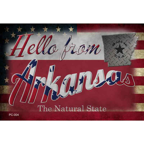 Hello From Arkansas Novelty Metal Postcard PC-004