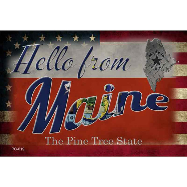 Hello From Maine Novelty Metal Postcard PC-019