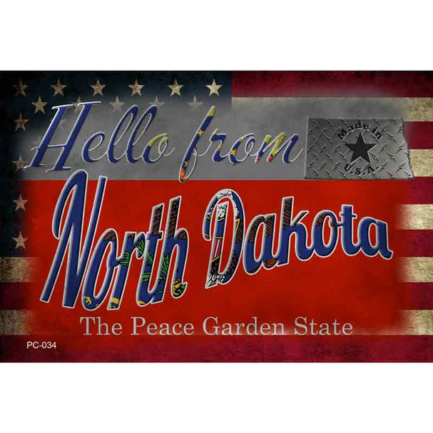 Hello From North Dakota Novelty Metal Postcard PC-034