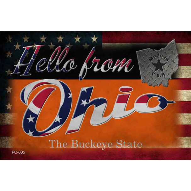 Hello From Ohio Novelty Metal Postcard PC-035